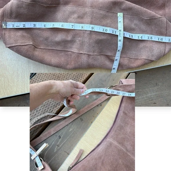 Free People Roma Suede Leather Slouchy Hobo Tote Bag - Picture 14 of 16